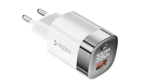 Зарядное устройство Deppa 33W (USB-C + USB-A) с дисплеем